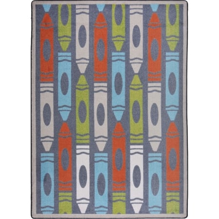 Playful Patterns Jumbo Crayons Rectangle Childrens Area Rugs  03 Chalkdust - 7 ft. 8 in. x 10 ft. 9 in.