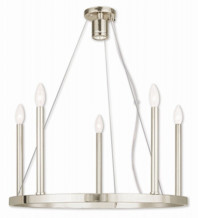 Picture of Alpine 40245-35 Polished Nickel Five Light Chandelier, 25 - 52 in.