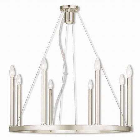 Picture of Alpine 40247-35 Polished Nickel Eight Light Chandelier&#44; 25 - 52 in.