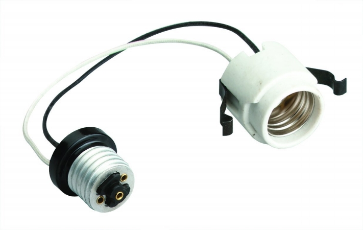 Medium Base Socket String Adapter - Black - 8.5-inch Extension - 120V