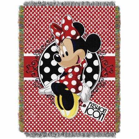 Picture of Northwest 1MIC-05100-0007-RET Minnie Bowtique - Forever Minnie Woven Tapestry Throw Blanket&#44; 48 x 60 in.