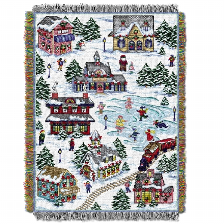 Picture of Northwest 1GEN-05100-0004-RET Snowy Village Woven Tapestry Throw&#44; 48 x 60 in.