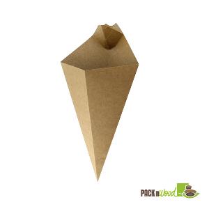 Kraft Paper Cone with Built-In Sauce Cup - 7.7 in.