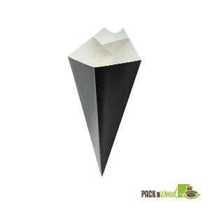 Black Cone with Built-In Sauce Cup - 7.68 in.