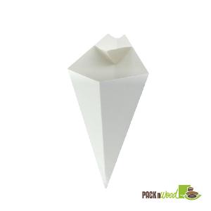 210CONFR2WH White Paper Cone with Built-In Sauce Cup - 8.9 in.