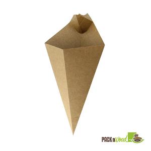 Kraft Paper Cone with Built-In Sauce Cup - 8.9 in.