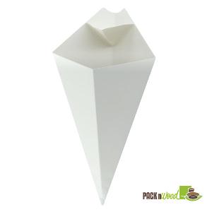 White Paper Cone with Built-In Sauce Cup - 11 in.