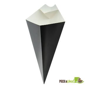 Black Cone with Built-In Sauce Cup - 11 in.