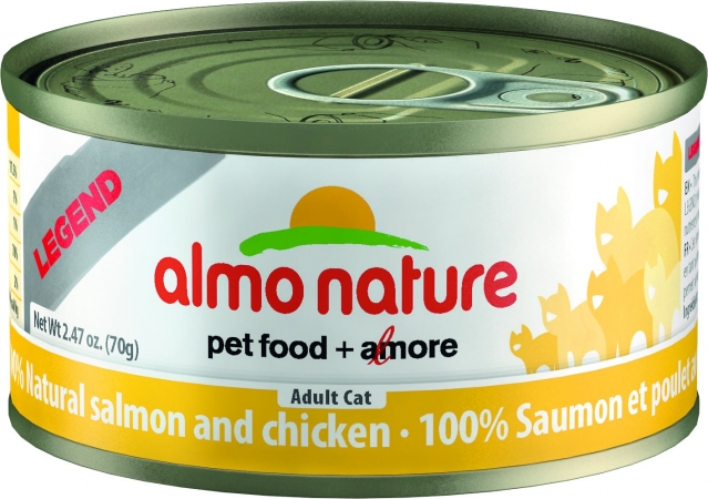 Picture of Almo Nature USA 106007 2.47 oz Nature Legend 100 Percent Natural Salmon & Chicken Adult Canned Cat Food&#44; Case of 24