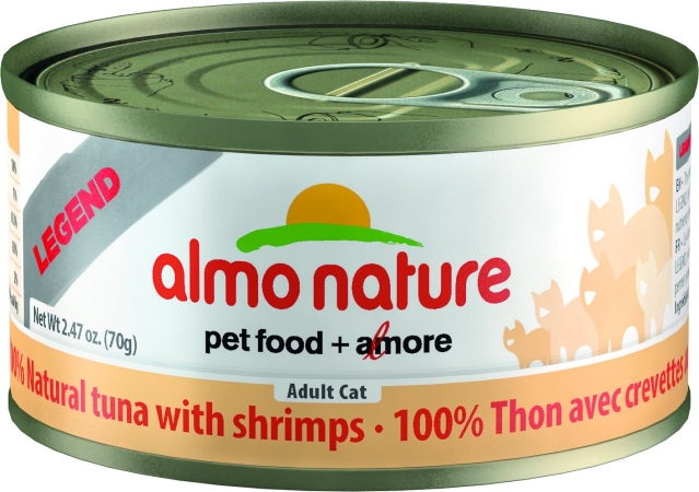 Picture of Almo Nature USA 106011 2.47 oz Nature Legend 100 Percent Natural Tuna with Shrimps Adult Canned Cat Food&#44; Case of 24