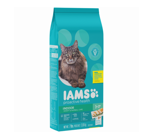 111261 7 lbs Proactive Health Indoor Weight & Hairball Care Chicken Cat Food, 4 Count -  Iams