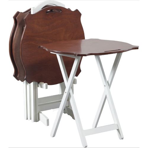Picture of Powell 15A8088TT-2 Laptop White Folding Table in Hazelnut & White
