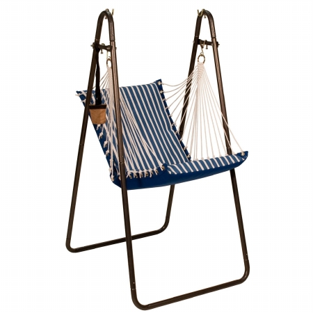 Picture of Algoma Net 1525S184187BR Sunbrella Hanging Chair with Stand Set&#44; Blue - Regatta