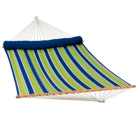 Quilted Hammock with Pillow - Blue Aarondace Ocean Stripe - 13 ft - Comfortable Design