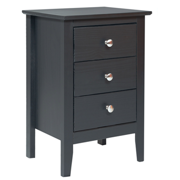 Picture of Adeptus Solid Wood 77245  Easy Pieces - 3 Drawer End Table/Nighstand - Black
