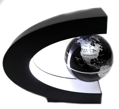 Picture of AZ Trading & Import TG00C Black Silver C Shape Magnetic Levitation Floating Globe, Black Silver