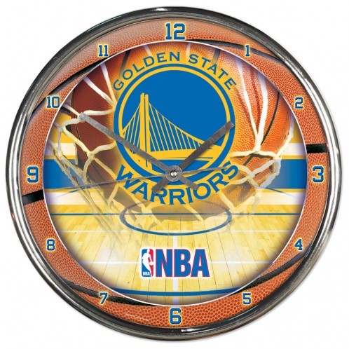Golden State Warriors Clock Round Wall Style Chrome