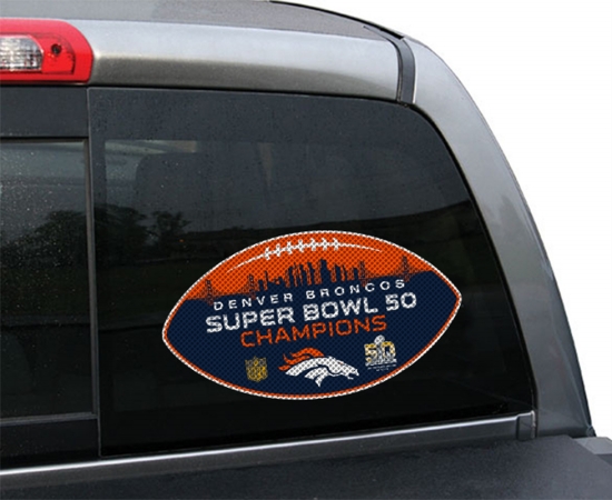 Denver Broncos Super Bowl 50 Champion Window Film 12 Inch Die Cut