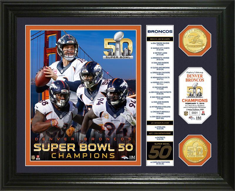 Picture of Denver Broncos Super Bowl 50 Champions &quot;Banner&quot; Silver Coin Photo Mint