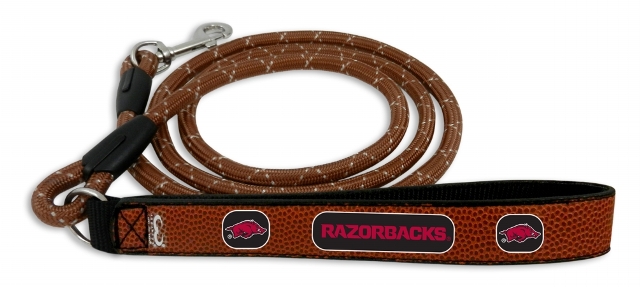 Arkansas Razorbacks Pet Leash Leather Chain Football Size Large