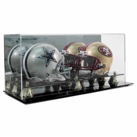 Picture of Polynex AD11 Double Mini Helmet Display Case with Mirror Back & Gold Risers