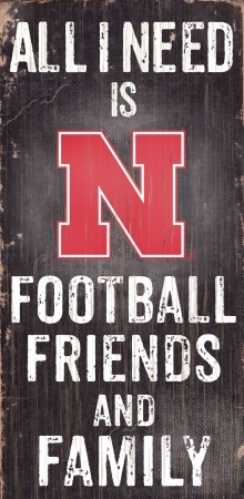 Nebraska Cornhuskers Wood Sign - Football Friends and Family - 6"x12"
