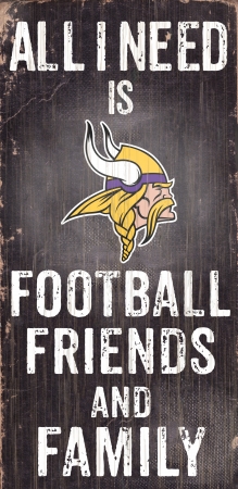 Minnesota Vikings Wood Sign - Football Friends and Family - 6"x12"
