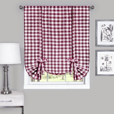 Picture of Achim Importing BCTU63BU12 42 x 63 in. Buffalo Check Window Curtain Tie Up Shade, Burgundy
