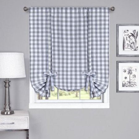 Picture of Achim Importing BCTU63GY12 42 x 63 in. Buffalo Check Window Curtain Tie Up Shade, Grey