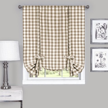 Picture of Achim Importing BCTU63TP12 42 x 63 in. Buffalo Check Window Curtain Tie Up Shade, Taupe