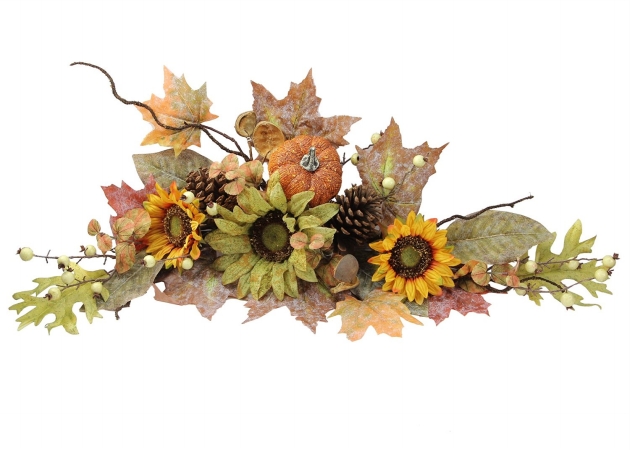 Picture of Admired by Nature GFW6003-NATURAL 30 in. Artificial Sunflowers&#44; Pumpkins&#44; Pinecone&#44; Maple Leaves & Berries Fall Festive Harvest Display Swag&#44; Green & Autumn