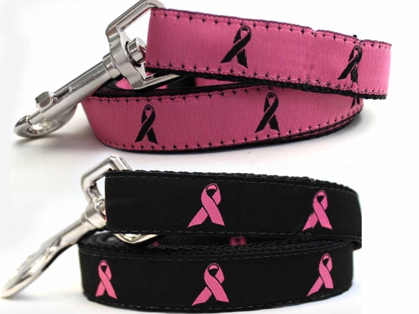 Picture of Breast Cancer Awareness Black Dog Leash M/L