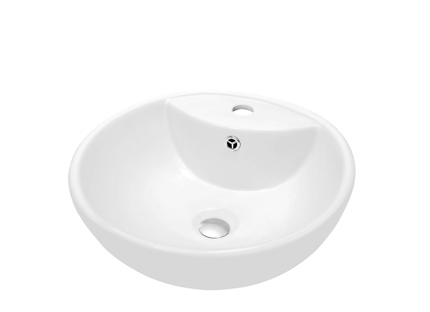 CASN126521 Contemporary Vessel Above-Counter Round Ceramic Art Basin with Single hole for faucet & Overflow - 6.5 x 18 x 18 in -  Dawn