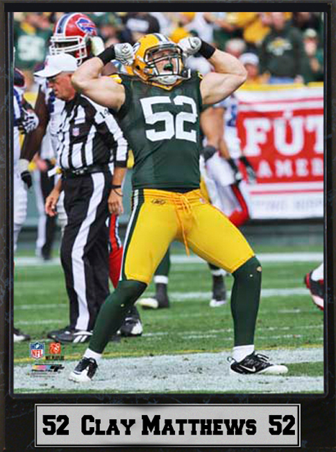 511-FBGB52 9 x 12 Plaque - Clay Matthews Green Bay Packers