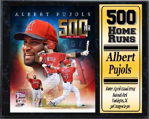 520-20 12 x 15 Stat Plaque - Albert Pujols Los Angeles Angels 500 Home Runs -  Encore Select