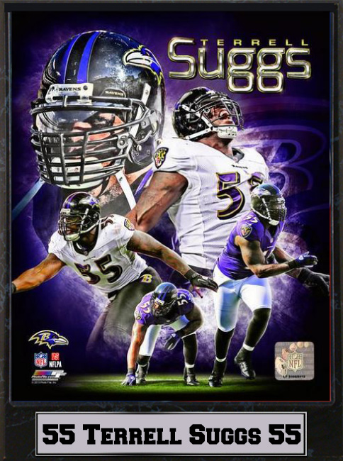 511-FBBAL55 9 x 12 Plaque - Terrell Suggs Baltimore Ravens
