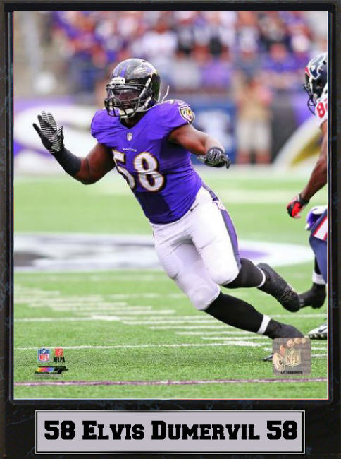 511-FBBAL58 9 x 12 Plaque - Elvis Dumervil Baltimore Ravens