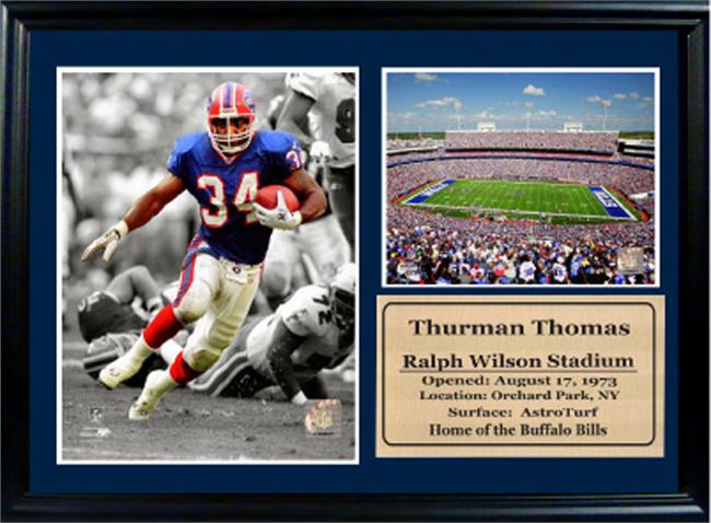 126-FBBUF34 12 x 18 Photo Stat Frame - Thurman Thomas Buffalo Bills