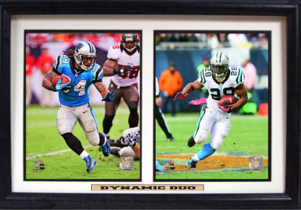 121-FBCARDuo 12 x 18 Double Frame - Carolina Panthers Dynamic Duo