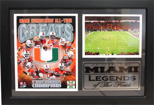Picture of Encore Select 129-CFBMIAGreats 12 x 18 Photo Stat Frame - University of Miami Greats