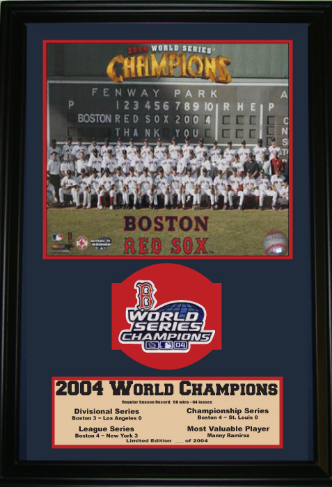 190-BBBOS04Champs 12 x 18 Patch Frame - Boston Red Sox 2004 Champions