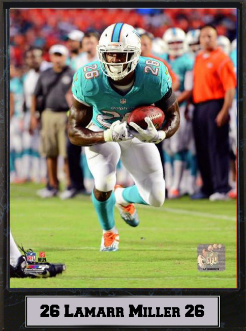 511-FBMIA26 9 x 12 Plaque - Lamar Thomas Miami Dolphins