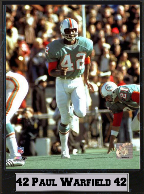 511-FBMIA42L 9 x 12 Plaque - Paul Warfield Miami Dolphins