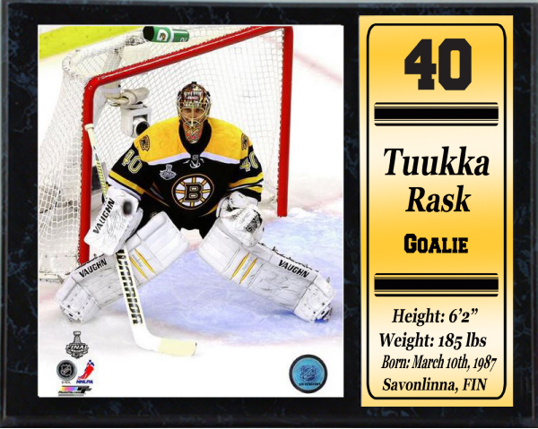 523-HKYBOS40 12 x 15 Stat Plaque - Tuukka Rask Boston Bruins