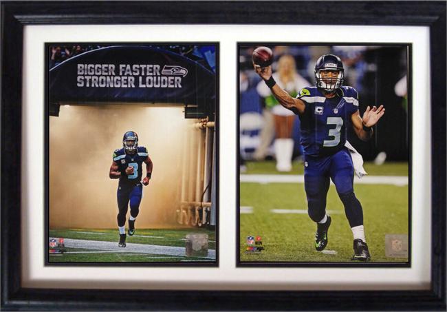 12 x 18 Double Frame - Russell Wilson Seattle Seahawks