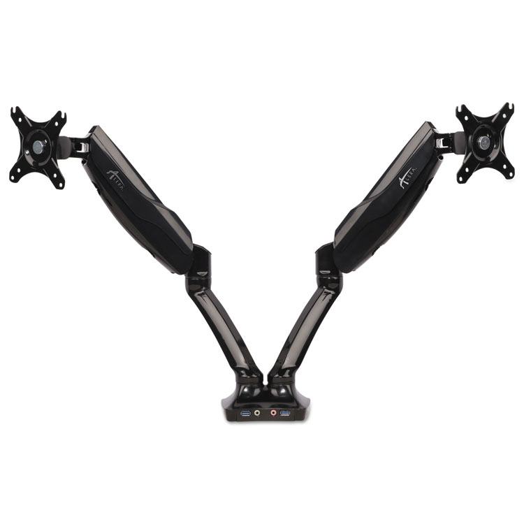 Picture of Alera ALEAEMA2H Heavy-Duty Articulating Monitor Arm with USB, Dual Monitors - Black