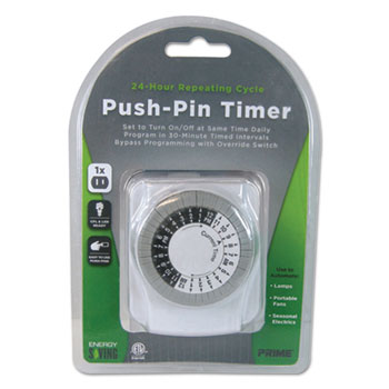 Picture of Prime Wire & Cable PMWTNI2412 24H Extension Electrom Push Pin Timer - White