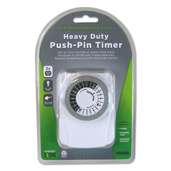 Picture of Prime Wire & Cable PMWTNI2423 24H Extension Electrom Heavy Duty Push-Pin Timer&#44; White