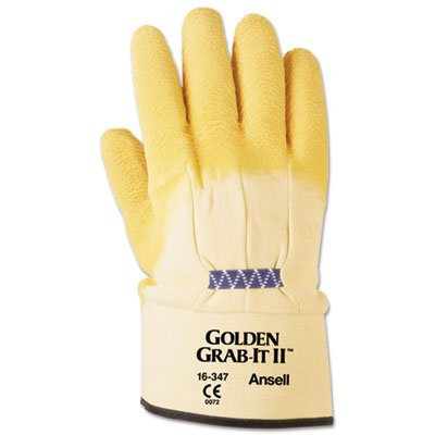 Picture of Ansell ANS1634710 Heavy-Duty Work Gloves Latex&#44; Yellow