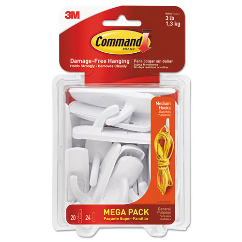 Picture of 3M MMM17001MPES General Purpose Mega Hooks&#44; Medium - Pack of 20
